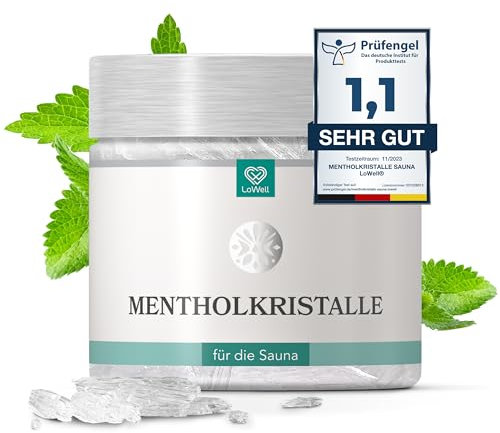 LoWell® 100g Mentholkristalle aus 100% reiner Minze - Ideal als Sauna Aufgussmittel für die Sauna in wiederverschließbarer Dose - Menthol