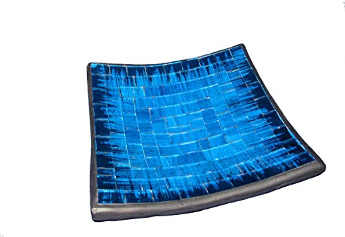 Deko - Schale Glasmosaik eckig 15 cm, blau-dunkelblau