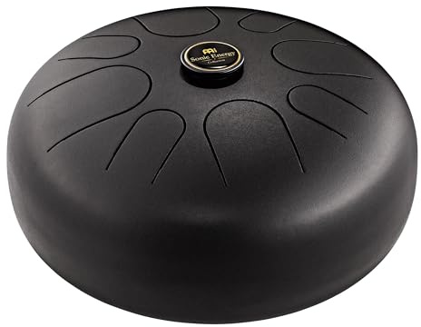 Sonic Energy Steel Tongue Drum, G-Dur, Schwarz (STD3BK) | 8 Töne, 440 Hz, Durchmesser 12 Zoll, 30,5 x 30,5 x 16,5 cm, Inkl. Tasche und 2 Schlägel, Edelstahl