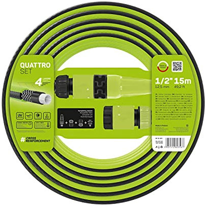 CELLFAST Reinigungsspritze Reinigungslanze Set Gartensprinkler Rasensprenger Für Rasen Blumen Pflanzen Schnellanschluss Verbindung Quattro, 1/2, Green