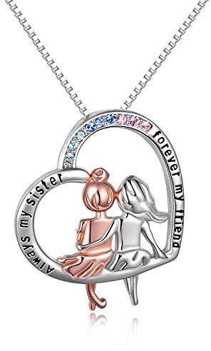 Schwestern Halskette Always My Sister Forever My Friend 925 Sterlingsilber Infinity Love Herz Anhänger Halskette Schmuck