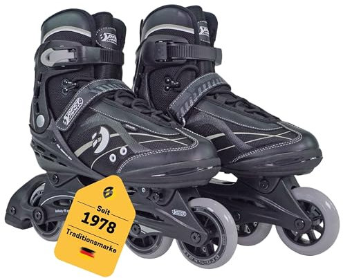 Best Sporting Inline Skates Erwachsene & Jugendliche I Rollschuhe Größe 43-44 I Breitenverstellung bis 6 mm I robuste Inliner mit Bremse I schwarz I Rollerskates Schuhe I Inliner mit 4 Rollen