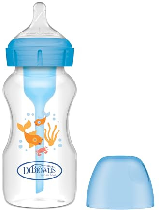 Dr. Brown's Biberon Anticoolici a bocca larga Options+ 270ml Blu - Bosco Biberon +0 mesi