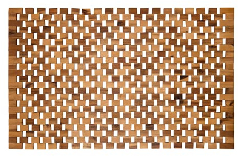 PANA®ECO Badematte Holz - 60x100 cm - 100% Akazienholz - Robuste Fußmatte | Holzmatte aus Echtholz - Naturprodukt - Rutschfest, langlebig, robust - Pflegeleichter und hygienischer Badvorleger
