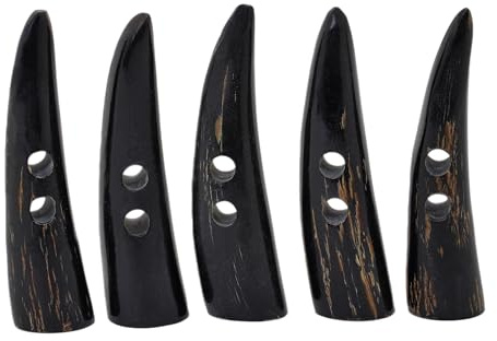 Lord Of Battles 5 Stück 7,6 cm lange Naturhorn-Knebel für Mäntel und Jacken, Hornknöpfe für Handwerk, Mittelalter, Wikinger, LARP, Mittelalter-Fantasie-Zubehör