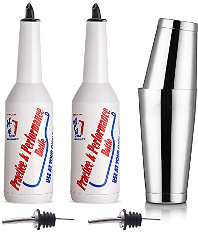 Flair Bottle Barkeeper-Set, 5-teilig, 2 Flair-Flaschen, 1 Boston Shaker, Übung und Leistung (5-teiliges Set)
