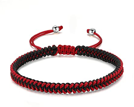 JENDEAR SHINE Bracelet en Corde Tressée Femmes Hommes, Filles Garçons Anniversaire Amitié Couple Cadeaux Bijoux Faits à la Main Corde Noire Corde Rouge