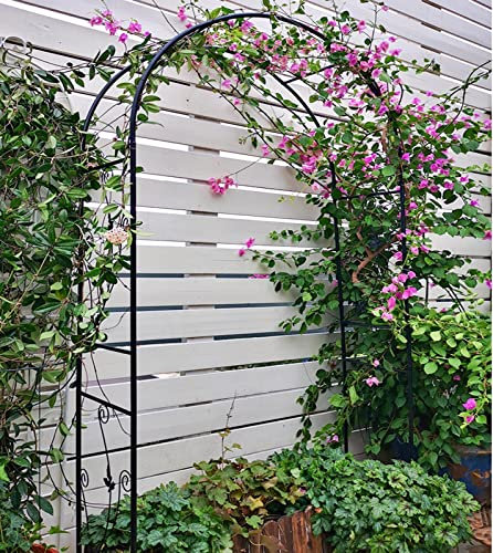 Refue Schwarz Rosenbogen Rankgitter Gartenbogen Hübsche Rankhilfe für Kletterrosen Rankbogen aus Metall HxBxT 230x114x37 cm