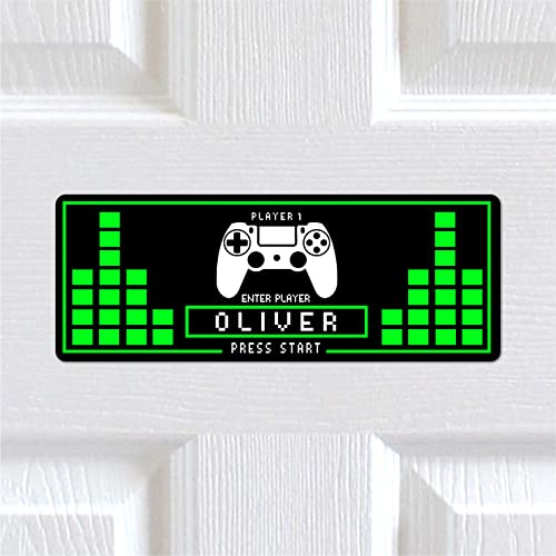 Personalised GAMER Metal Bedroom Door Sign Plaque Player 1 Start Boys Girls Kids