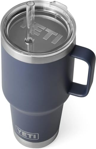 YETI Rambler Straw Mug, Stainless Steel Vacuum Insulated Mug with Stronghold Lid, Navy, 35 oz (1 l)