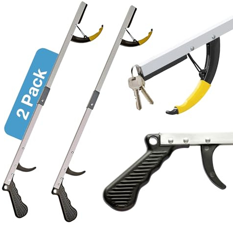 Sammons Preston Lot de 2 pinces pliantes de 66 cm pour ramasser les déchets légers et ramasse-déchets de jardin en aluminium pratique et pince de préhension