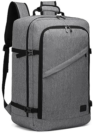KONO Handgepäck Rucksack 55x35x20cm Reiserucksack Handgepäck Flugzeug Rucksack mit Vielen Fächern, Leichtgewicht Rucksack Herren Damen für Business Schule und Reise, 40Liter, Grau
