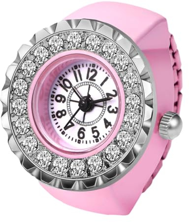 Lancardo Ring Watch for Women and Men - Analog Quartz With Arabic Numerals Dial, Elastic Band, Bling Rhinestone Colorful Stretch Band Finger