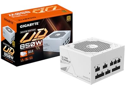 GIGABYTE GP-UD850GM PG5W PCIE 5 ATX 3.0 Vollmodulares Gaming-Netzteil – 80 Plus Gold Zertifiziert 850 W – japanische Kondensatoren – ATX-Netzteil (weiß)