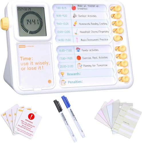 Visual Timer for Kids w/Customizable to-do List Planner Board, ADHD Autism Tools, Task Organizer w/Productivity Pomodoro Timer &Clock for Kids Daily Routines Schedule Chores Study
