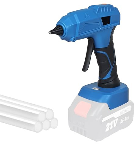 KMQRDZi Heißklebepistole, 7mm/11mm, 40W/100W Akku, Kompatibel mit M-a-kita 20V, Blaue Trigger Heißklebepistole, 5 Klebesticks, Ohne Batterie (Makita, 100W 11mm)