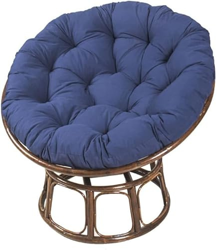 YeGang Papasan Coussins de Chaise Ronds, Doux Épais Coussin Fauteuil Papasan Coussin Fauteuil Rotin pour Jardin ExtéRieur, Balcon Et Salon (130x130CM,Bleu Marine)