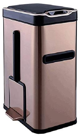 Cestino spazzatura Pattumiera intelligente Pattumiera da bagno Coperchio automatico Porta il tuo porta asciugamani di carta Contenitore for scopino Acciaio inossidabile (7L) Pattumiera Rotonda ( Color