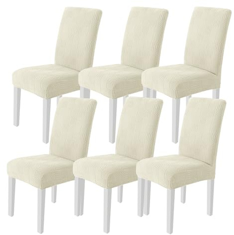Ystyle Stretch Stuhlhussen 6er Set, Stuhlbezug Elastisch Abnehmbarer Waschbarer,Universal Langlebig Stuhlbezüge, Für Hotel Bankett Küche Restaurant Hochzeit Party, Beige