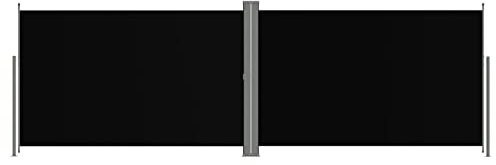 Homgoday Tenda laterale retrattile, nera, 200 x 600 cm, tenda da balcone, tenda da esterno a manovella regolabile in altezza, per balcone, giardino, terrazza esterna