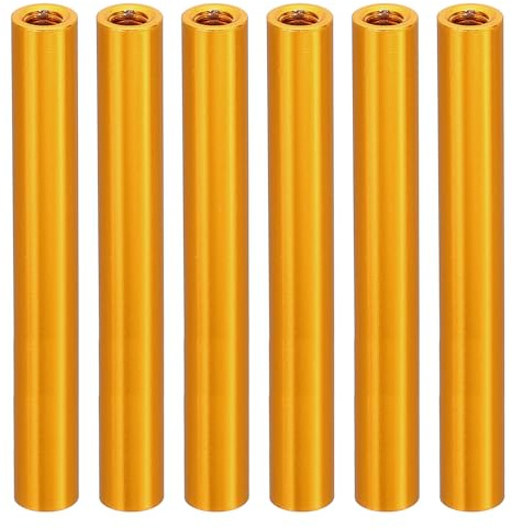 PATIKIL M3 Aluminium Abstandshalter, 6 Stück Metall Abstandsbolzen Hülsenmutter 3mm ID x 5mm OD x 40mm L Gewindespacer Schraubenabstandhalter Rund für RC Auto Drohnen Motherboard, Golden