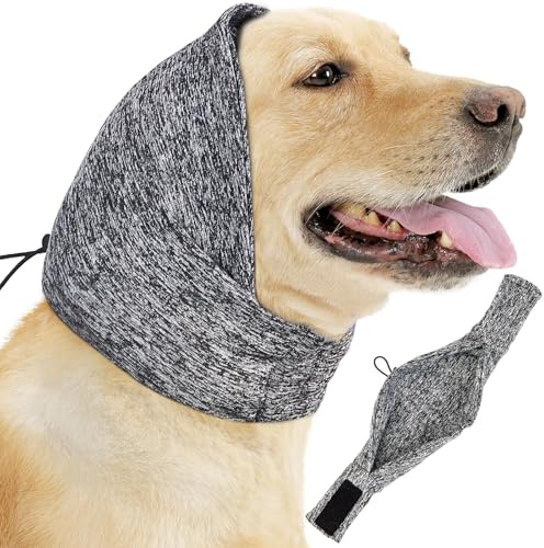 EASY JOY Écharpe réglable pour chien, protège-oreilles ajustables pour chien, protège-oreilles pour chiens, soulage l'anxiété des animaux de compagnie, gris L