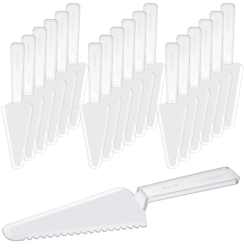 60 Pieces Disposable Plastic Cake Cutter 9.5 Inch Plastic Cake Server Cutting Plastic Spatula Plastic Knives Pie Pizza Pastry Slicer Serving Utensils for Kitchen Wedding