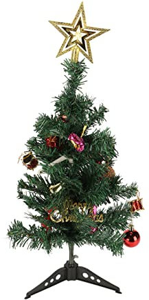 Srliya Schreibtisch-Weihnachtsbaum Dekoriert 19,7 Zoll Tisch-Weihnachtsbaum Mini Künstlich Dekorierter Weihnachtsbaum-Set mit LED-Licht