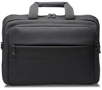 KENSINGTON EQ - 16 tum bärbar datorväska, väska med vadderade axelband, flippdesign, tillverkad av återvunna plastflaskor (K60390WW), svart, Taille unique