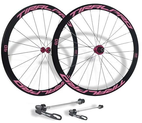 HZXQCVB 700C Rennrad-Laufradsatz Felgen Aus Aluminiumlegierung Schnellspanner Für Vorder- Und Hinterrad V-Bremse 144 Klicks 20/24H Naben Für 8-11 Gang Kassette(Pink)