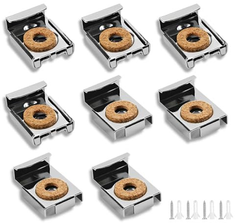 WUSJCOF 8 pièces Support de Miroir pour Miroirs Lourds, Fixation Murale, Clips de Miroir, Fixation de Miroirs, Vis et Chevilles