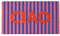 Fisura – Fußmatte Ciao“ aus Kokosfaser mit Rutschfester PVC-Unterseite. Handbemalte Türmatte mit rosa, blauen und roten Streifen. Maße: 70 cm x 40 cm.