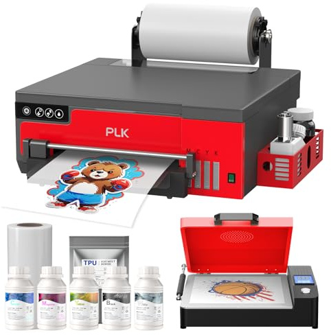 PLK A4 DTF-Drucker mit XP600 Druckkopf und Rollenzuführung, 8058 DTF Transferdrucker mit weißer Tinte, 100 % Transfereffizienz für DIY-Druck mit Ofenbündel