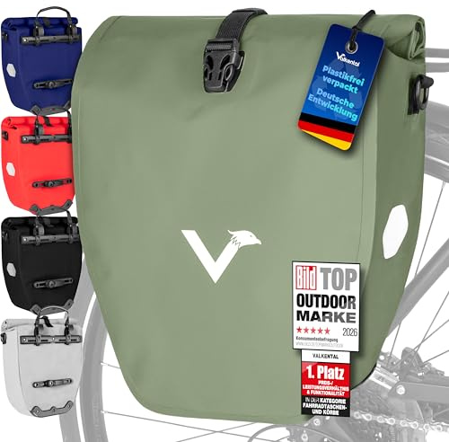 Valkental Gepäckträgertasche, Wasserdicht & Abschließbar | Abschließbar für Diebstahlschutz, große Reflektoren für Sichtbarkeit, bombenfester Sitz, mehrfach ausgezeichnet, langlebig