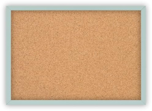 Clamaro Memo anslagstavla, kork 40 x 30 med ram | gråblå pastell | korkvägg med MDF-träbildramar och metallhängare (Qerformat och porträttformat) | inkl. 10 häftstift
