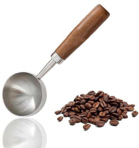 WeddHuis 1 pcs Edelstahl-Kaffeelöffel Küchenmesslöffel für Kaffee, Tee, Kaffeebohnen-Schaufel, Eisportionierer mit Walnussgriff (15 ml Fassungsvermögen)
