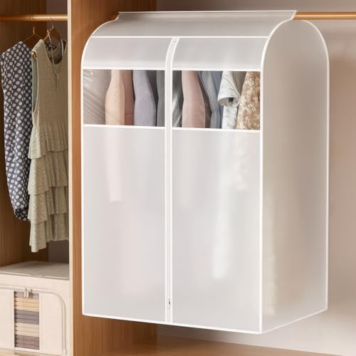 OUZHOU Staubdichte Kleidersack, Lange Kleidersäcke Transparente 80 x 60 x 120 cm, Kleiderschutzhülle mit Doppel-Reißverschluss, Kleiderhülle Mottensicher für Anzug Mantel Kleid Sakkos T-Shirt