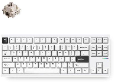MCHOSE GX87 80% Layout Hot Swappable Wireless Tastiera meccanica Bluetooth/2,4 GHz/USB-C guarnizione in alluminio, tastiera da gioco personalizzata, bianco (Vintage White Switch)