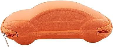Étui à lunettes orange pour enfants et femmes - Boîte à lunettes de soleil avec fermeture éclair - Étui de rangement rigide - Accessoires de lunettes de voiture