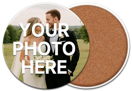 Personalisierte Keramik Untersetzer mit Kork – Hitzebeständige Getränkeuntersetzer für Tassen, Couchtisch, Hochzeit, Bar & Büro (Runden, 1 Stck)