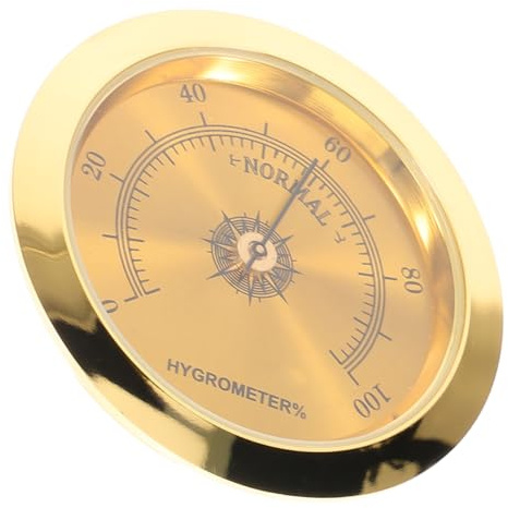 Golden Metal Guitar Hygrometer for Case and Guitar Compact Gauge | Easy Read Display, Simple Operation, Lightweight Size, Easy Carrying and Storage, Musical Instrument Part