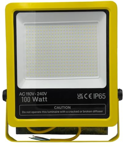 110V 100W LED Floodlight Work Light SMD | 11000 Lumens 6500K Daylight | IP65 Waterproof Construction Site Lighting | Wall Mount Outdoor Security Lights | 120° Wide Beam Angle Heavy Duty Durable Case