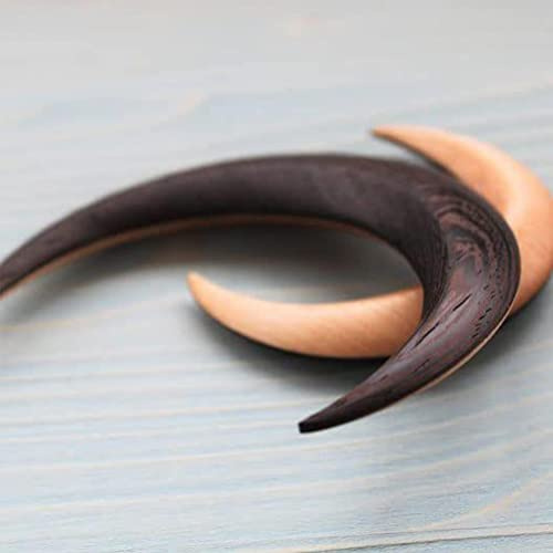 Yinhing Handgeschnitzte Mond-Haargabel, Elegante Hölzerne Mond-Haarnadel für Haare, Einzigartiger Haarstab, Exquisites Haar-Styling-Werkzeug und Zubehör für Frisuren (Holzfarbe #47)