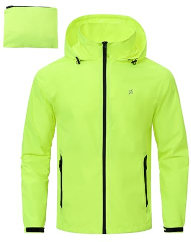 YuKaiChen Waterproof Jacket Men's Rain Coat Outdoor Lightweight Packaway TPU with Taped Seams for Hiking Camping Cycling