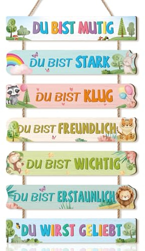 CHDITB Inspirierende Zitate Wanddeko Tiere Wandschild für BabyzimmerTier Affirmationen Wandhänger für Kinderzimmer Positive Sprüche Dekoration für Mädchen Jungen Schlafzimmer Geschenk Tür Deko