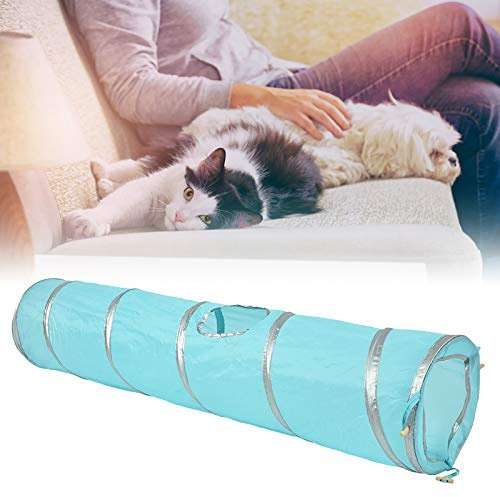 ACOGEDO 120 cm Faltbarer Katzen-Crinkle-Tunnel, Spielspielzeug mit und Loch, Kätzchen-Katzenspielzeug, Blau Zum Tragen von Outdoor-Spielzeug, Katzen-Tunnel, Faltbarer -, Haustier-, Crinkle-,