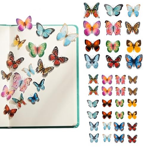 SOLVIO 3D Butterfly Stickers - 36 Pcs Waterproof Transparent Butterflies Wall Decorations for Scrapbooking, Journals, Crafts, Bedroom and Party Decor