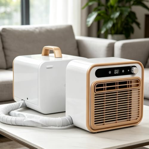 Gavscient Climatiseur Portable Split 5000 BTU, Refroidisseur d'air Silencieux à Double Tuyau, sans Installation pour Tente et Camping-Car, Débit 130m³/h pour Maison 1m-WirelessVersion