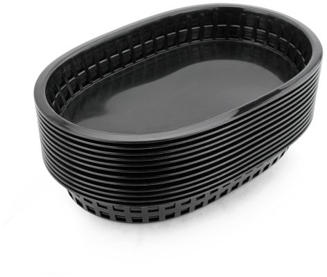 New Star Foodservice Fast Food Baskets, 10.5 x 7 Inch, Set of 12, Black