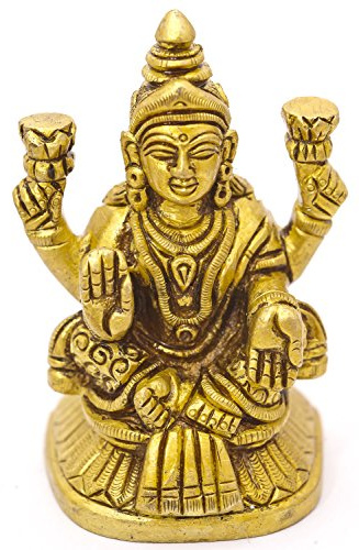 Exotic India Lakshmi – Göttin Glück und Wohlstand – Messing Statue